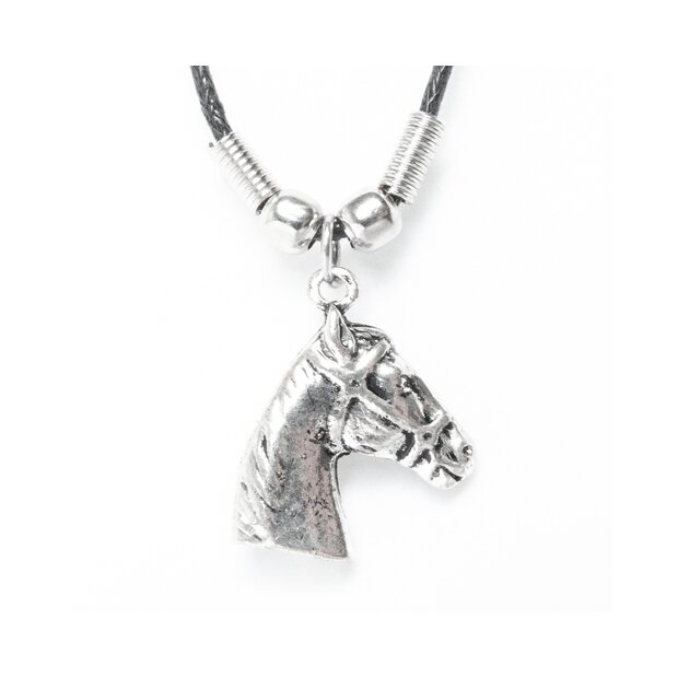 Leather necklace with an horse pendant for men and women, length 55cm, lobster clasp, SR-20678
