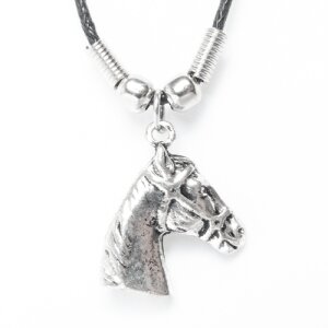 Leather necklace with an horse pendant for men and women,...