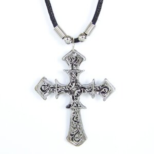Leather necklace with cross pendant for men and women,...