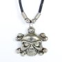 Leather necklace with dead skull as pendant for men and women, length 45cm, lobster clasp, SR-20688