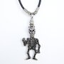 Leather necklace with skeleton as pendant for men and women, length 45cm, lobster clasp, SR-20690