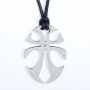 Leather necklace with tribal as pendant with small rhinestone for men and women, length 45cm, lobster clasp, SR-20693