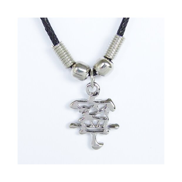 Leather necklace with chinese letter as pendant for men and women, length 45cm, lobster clasp, SR-20695