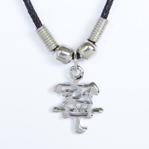 Leather necklace with chinese letter as pendant for men...