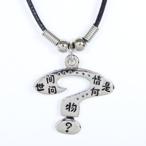 Leather necklace with question mark as pendant for men...