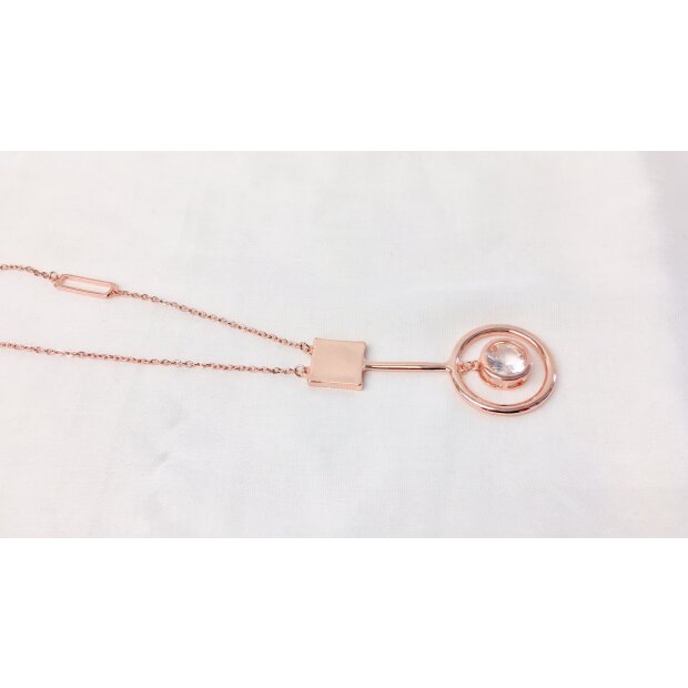 Necklace with pendant and rhinestone SR-20668 rose gold