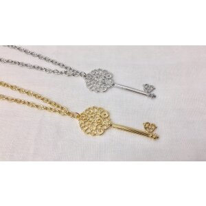 Necklace with ornate key as pendant, length 60cm, SR-20703