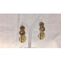 Earrings with three round plates as pendant, length...