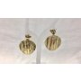 Earrings with structured round plate as pendant, length 3,5cm, SR-20709 gold