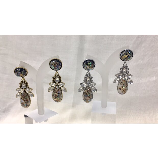 Earrings with stone pendant and rhinestone, length 5,5 cm, SR-20711