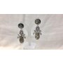 Earrings with stone pendant and rhinestone, length 5,5 cm, SR-20711 silver