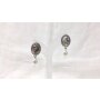 Earrings with stone pendant and artificial pearl , length 3 cm, SR-20713 silver