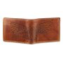 Wallet made from real water buffalo leather with eagle motif, tan