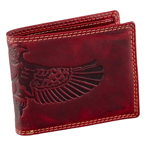 Tillberg mens wallet, purse Adler 100% water buffalo leather 10x12x2.5cm red S-0565