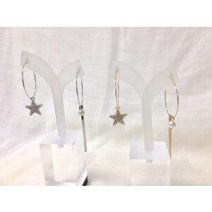 Creole with Artificial Pearl Pendant and Star with...