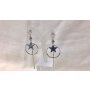 Studs, earrings with star, circle, rod and rhinestone pendant, SR-20787 silver
