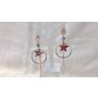 Studs, earrings with star, circle, rod and rhinestone pendant, SR-20787 rose Gold