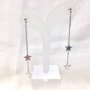 Studs, earrings with 2 chains and stars silver