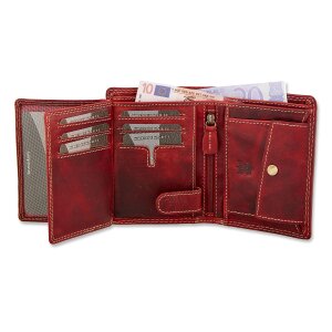 Wallet made from real water buffalo leather with eagle motif, red