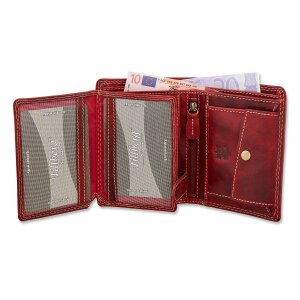 Wallet made from real water buffalo leather with eagle motif, red