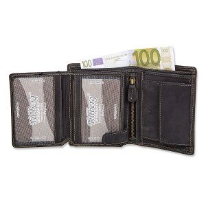 Wallet made from real water buffalo leather with eagle motif, black