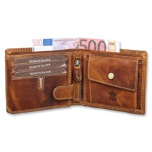 Wallet made from real water buffallo leather with horse motif tan