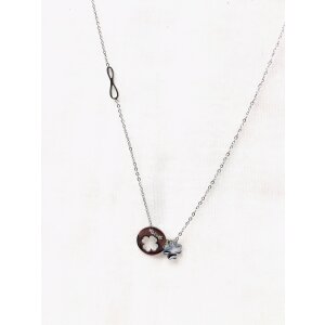 Fine stainless steel chain with clover pendant and...