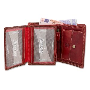 High-quality and robust wallet made of water buffalo leather with deer motif red S-0567