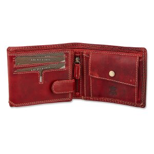 High quality robust wallet made of buffalo leather, deer motif red