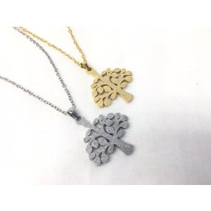 Stainless steel necklace with tree pendant