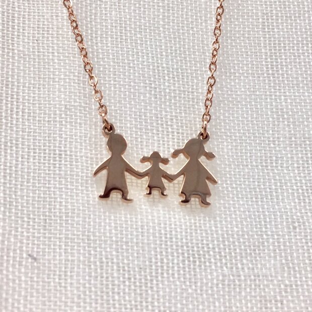 Fine stainless steel necklace with family pendant,Length 40cm rose gold