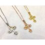 Stainless steel necklaces with cross pendant with crystal stones