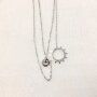 Fine stainless steel necklace with sun and small smilie pendant  silver