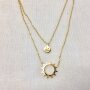 Fine stainless steel necklace with sun and small smilie pendant  rose gold