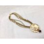 Necklace with several strings of pearls and big ring shaped pendant, length 45cm matt Rose Gold