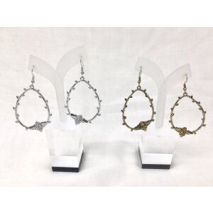 Drop earrings with drop shaped branch and small...