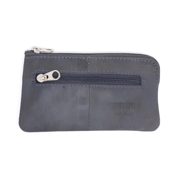 Key wallet made from real leather, grey