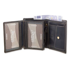 Leather wallet with horse print Navy Blue