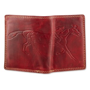 Leather wallet with horse print Red