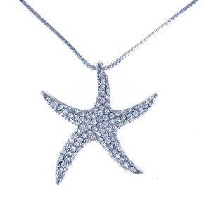 Necklace with rhinestone studded starfishl pendant, length 45 cm, SR-20839