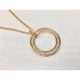 Necklace with rhinestone studded circle pendant, length...