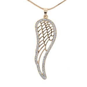 Chain with rhinestone-studded angel wing pendant, length 44cm, SR-20850