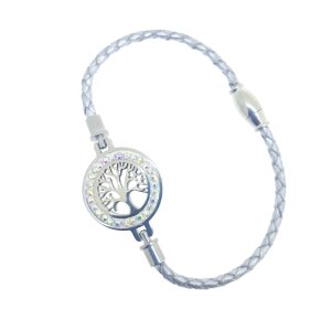 Braided bracelet with stainless steel tree of life...