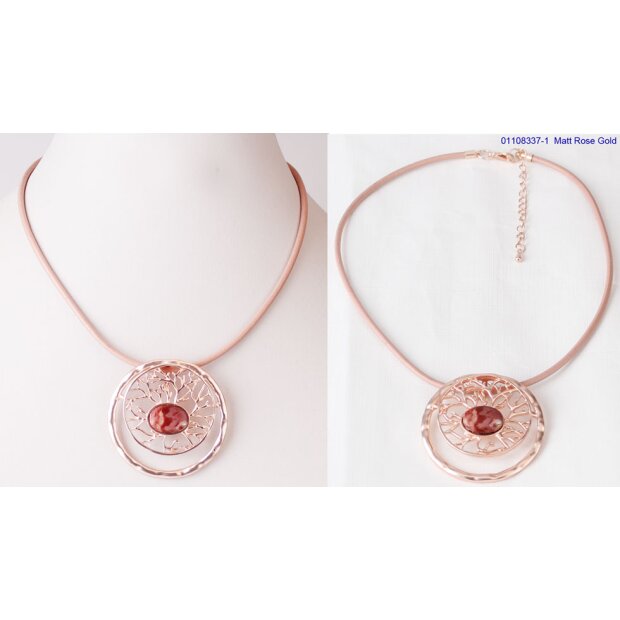 Necklace with pendant, length 46cm matt Rose Gold/peach