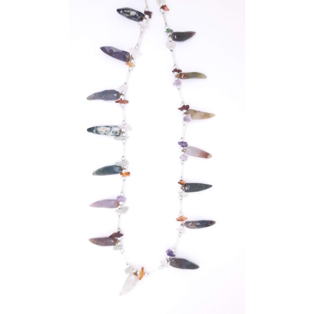 Agate necklace 100 cm multi colour