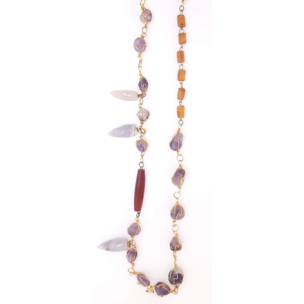 Agate necklace 130 cm purple