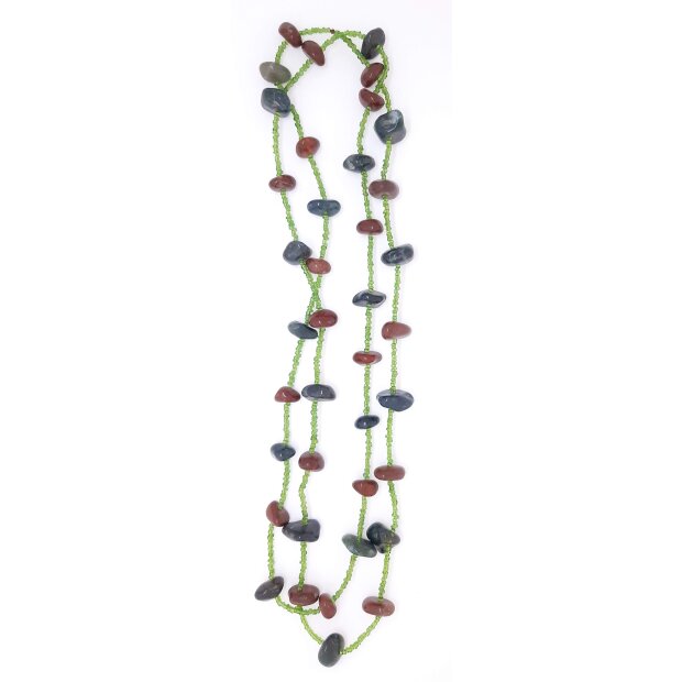 Agate necklace 140 cm green+red