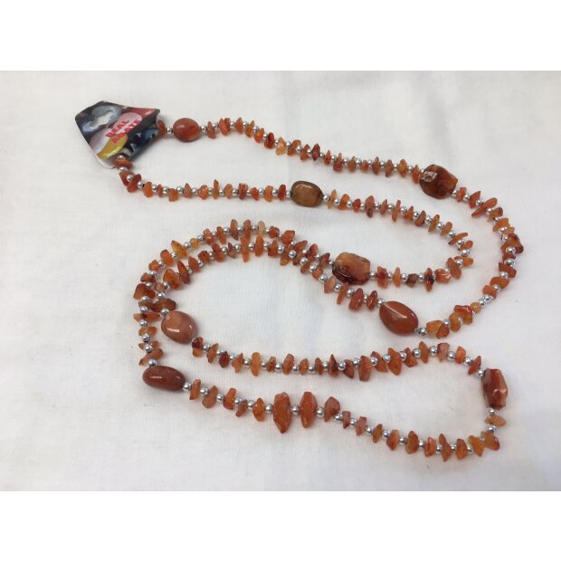 Agate necklace 120 cm orange