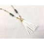 Long chain with fringes pendant, 85cm white/gold