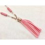 Long chain with fringes pendant, 85cm rosa/gold